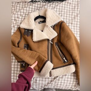 Zara Cream Shearling Jacket
